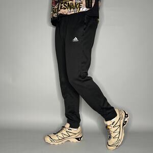 Vintage Y2K Adidas Sweatpants Mens M Slim Fit Black White Logo Polyester Joggers